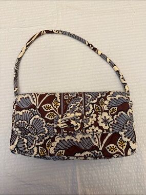 Vera Bradley Quilted Floral Shoulder Bag in Brown, blue and Cream